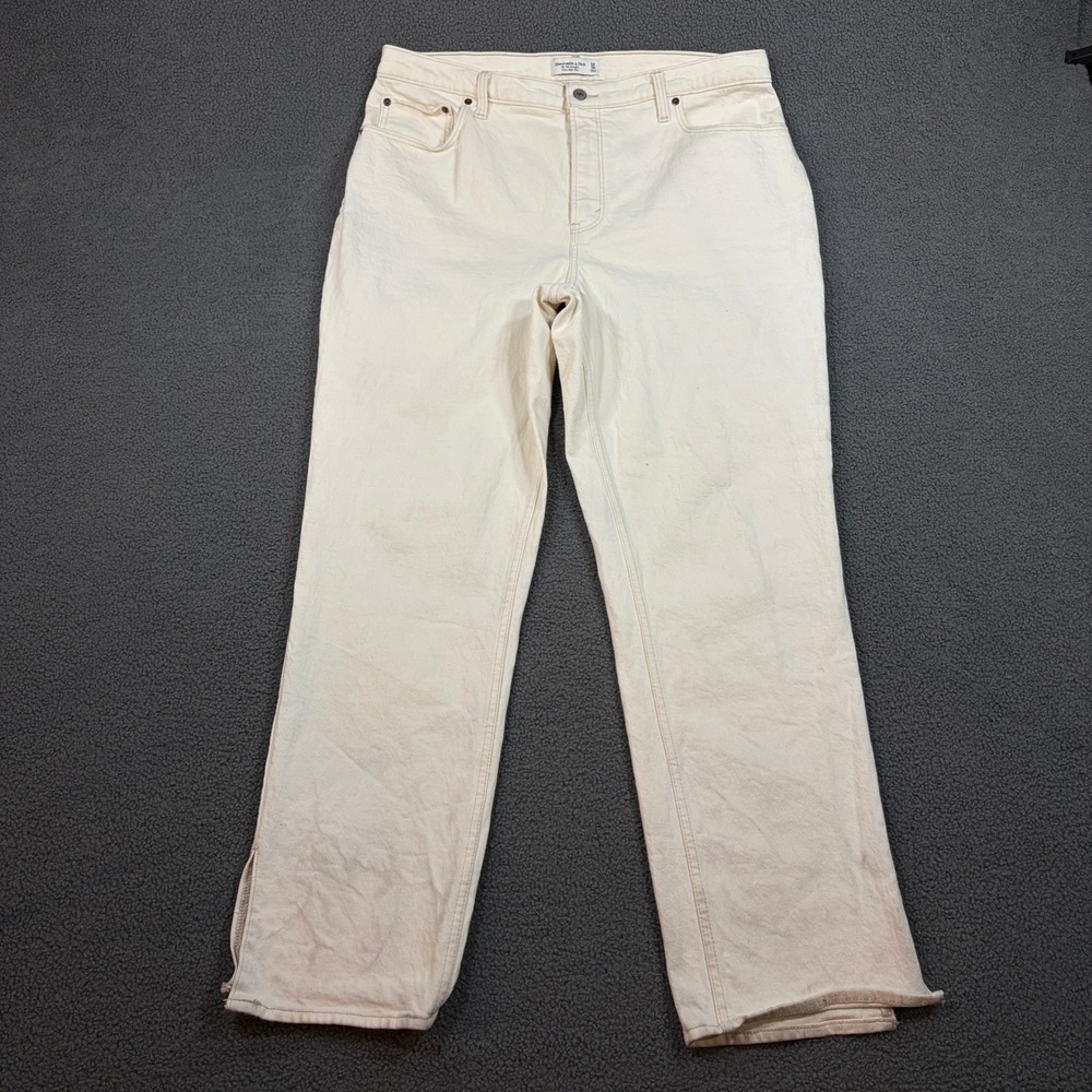 Abercrombie & Fitch Jeans Women 34/18R Cream 90s Straight Ultra High Curve Love